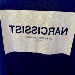 Unisex oversized black & silver “NARCISSIST” tee by Wesc.